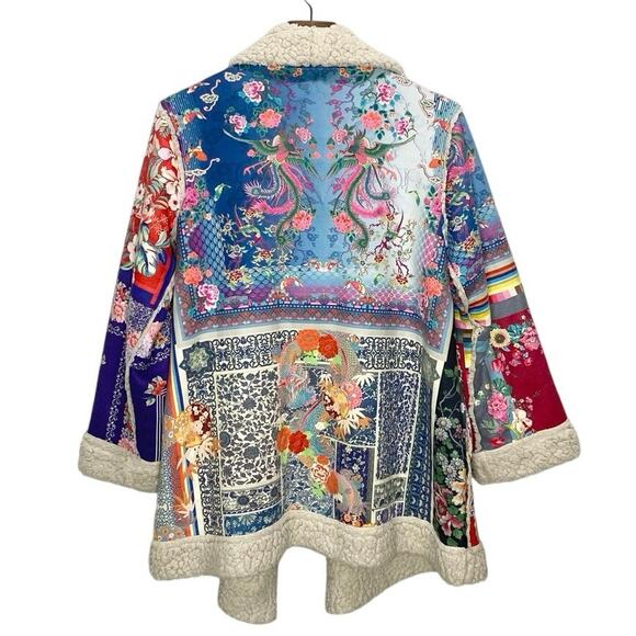 Johnny Was Anna Open Front Faux Fur Lined Jacket In Multi XS - Picture 4 of 6